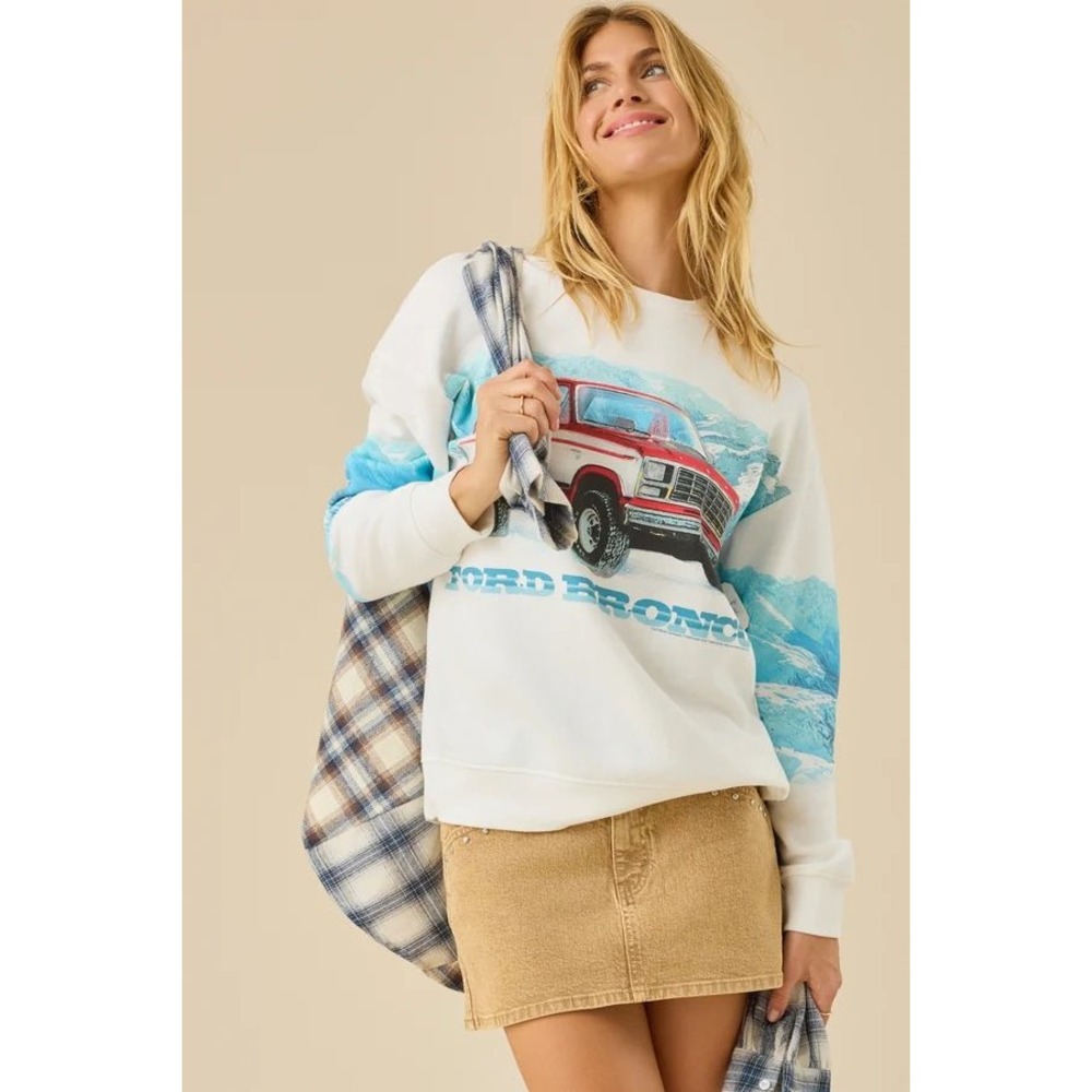 Junk Food‎ Altar'd State Ford Bronco Mountain Graphic Sweatshirt White Size  XXS